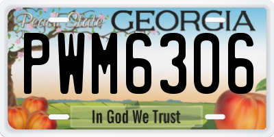 GA license plate PWM6306