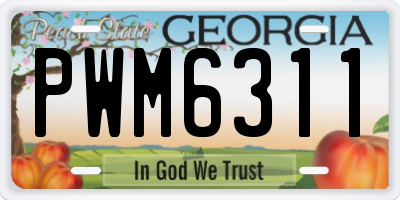 GA license plate PWM6311