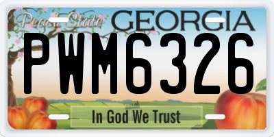GA license plate PWM6326