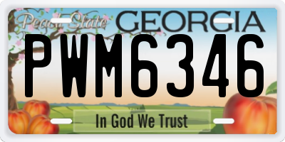 GA license plate PWM6346