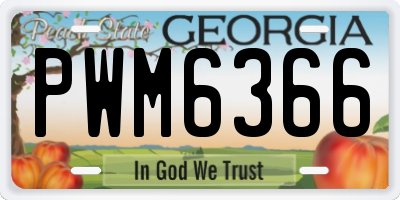 GA license plate PWM6366