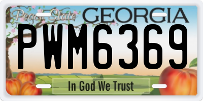 GA license plate PWM6369
