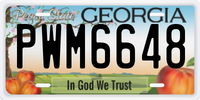 GA license plate PWM6648