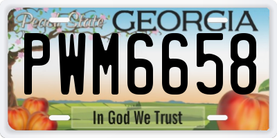 GA license plate PWM6658