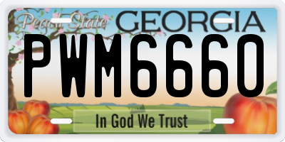 GA license plate PWM6660
