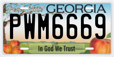 GA license plate PWM6669