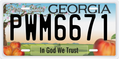 GA license plate PWM6671