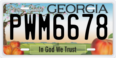 GA license plate PWM6678