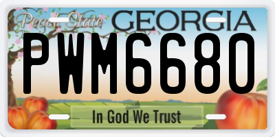 GA license plate PWM6680