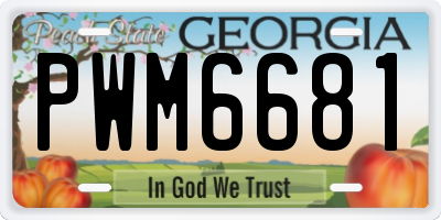 GA license plate PWM6681