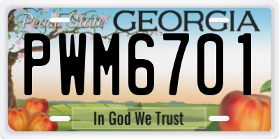 GA license plate PWM6701