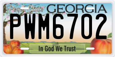 GA license plate PWM6702