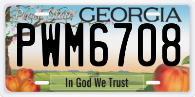 GA license plate PWM6708