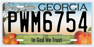 GA license plate PWM6754