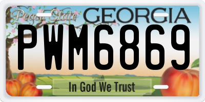 GA license plate PWM6869