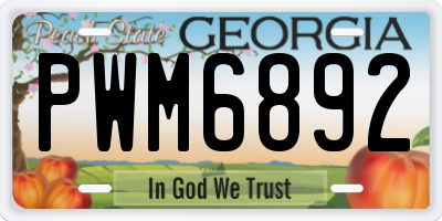 GA license plate PWM6892