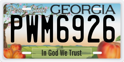 GA license plate PWM6926