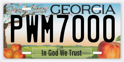 GA license plate PWM7000