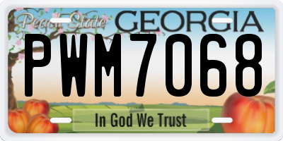 GA license plate PWM7068