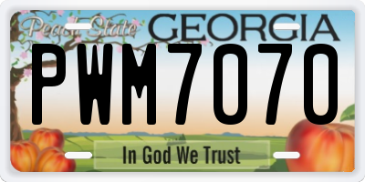 GA license plate PWM7070