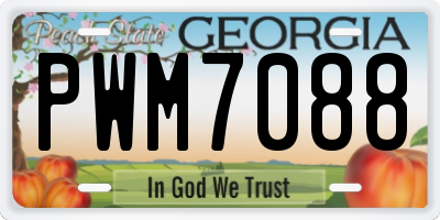 GA license plate PWM7088