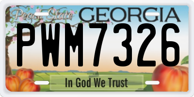 GA license plate PWM7326