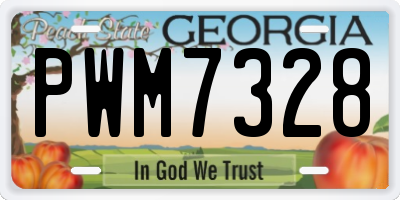 GA license plate PWM7328
