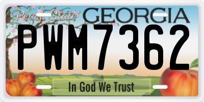 GA license plate PWM7362