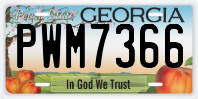 GA license plate PWM7366