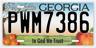 GA license plate PWM7386