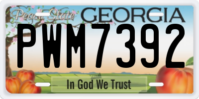 GA license plate PWM7392