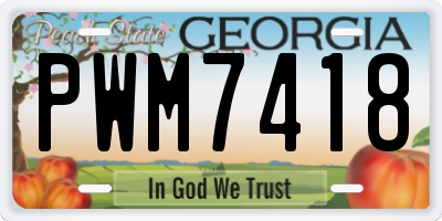 GA license plate PWM7418