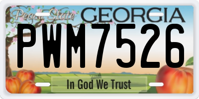 GA license plate PWM7526