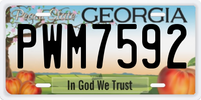 GA license plate PWM7592
