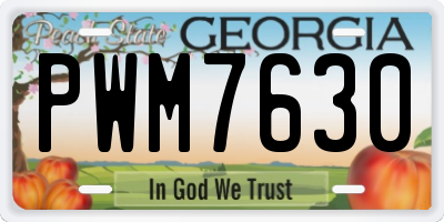 GA license plate PWM7630