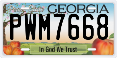 GA license plate PWM7668