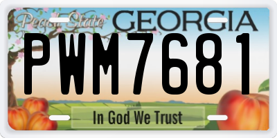 GA license plate PWM7681