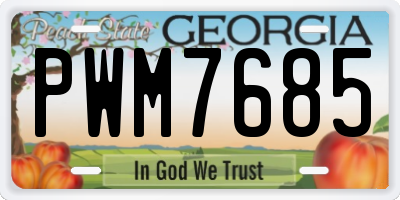GA license plate PWM7685