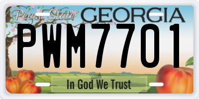 GA license plate PWM7701