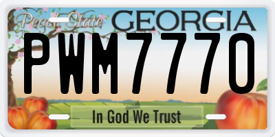GA license plate PWM7770