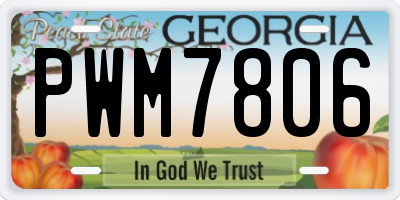 GA license plate PWM7806
