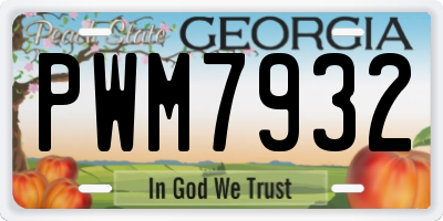 GA license plate PWM7932