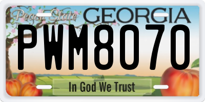 GA license plate PWM8070