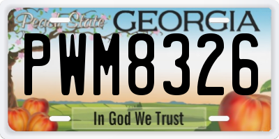 GA license plate PWM8326