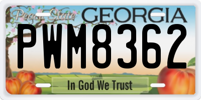 GA license plate PWM8362