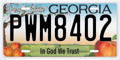 GA license plate PWM8402
