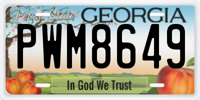 GA license plate PWM8649