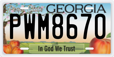 GA license plate PWM8670