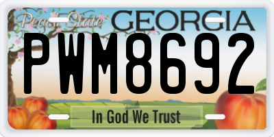 GA license plate PWM8692