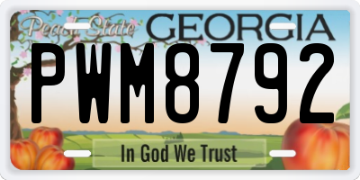 GA license plate PWM8792